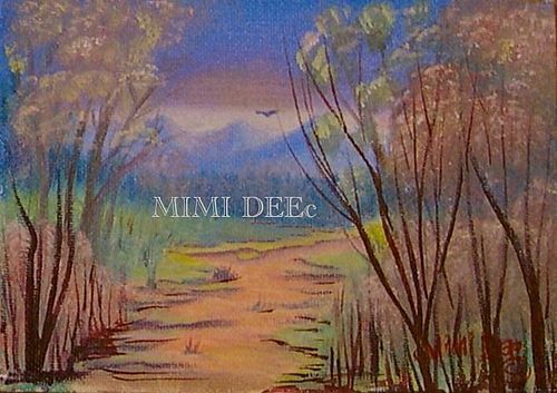 Signed American Oil Landscape Mini Woodland Path III Painting