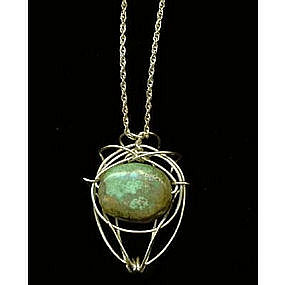 Sterling Silver Necklace Turquoise Pendant & Chain