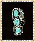 Vintage Native American Turquoise Sterling Ring Teepee Reward Mark