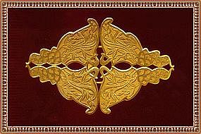 Antique E A Bliss Co Art Nouveau Gold Gilt 2 Pc Buckle