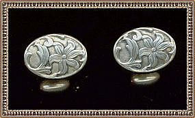 Victorian Art Nouveau Sterling Silver Cufflinks Cuff