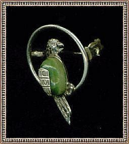 Vintage Hecho en Mexico Sterling Bird Parrot Pin "JV"