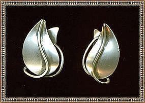 Vintage Modernist Otto R Bade Orb Sterling Silver Earrings