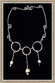 Vintage Sterling Silver Choker Bib Necklace Hammered