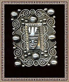 Vintage Mexican Sterling Silver Pin Idol Face Tobias
