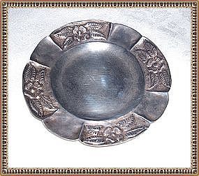Vintage Maciel Mexico Sterling Silver Repousse Dish