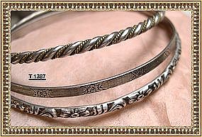 Vintage Silver Bangle Bracelet Trio Lunt # 72 Mexican