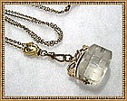 Vintage Victorian Gold Slide Long Chain Crystal Fob