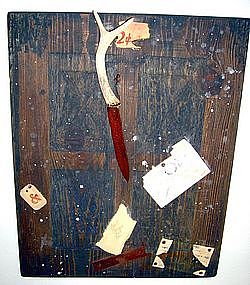Alan Kessler "Hanging Antler Knife" Oil on Wood