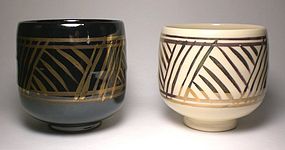 Gold Decorated Kinzu Travelers Teabowls