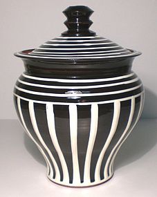 B&W Terra Cotta Ionic Covered Jar