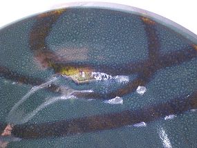 Temmoku & Medieval Green Swirl Plate #2