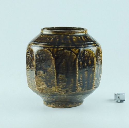 A Korean faceted brown jar, Joseon dynasty