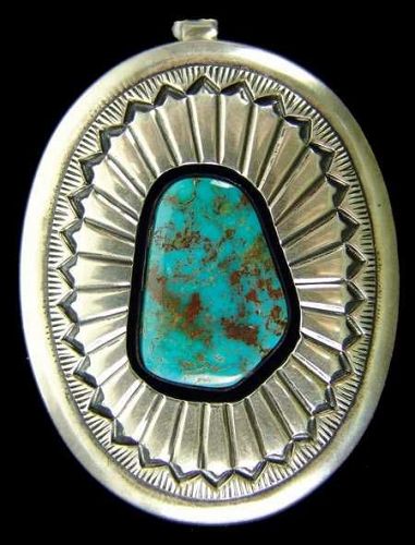 Navajo Sterling & Turquoise Pendant by Ernest Bilagody