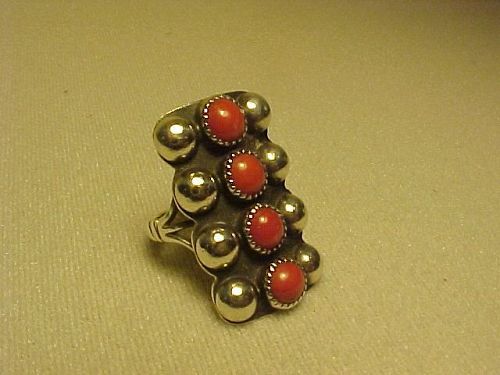 VINTAGE CARMELO PATANIA "PAT" STERLING CORAL RING