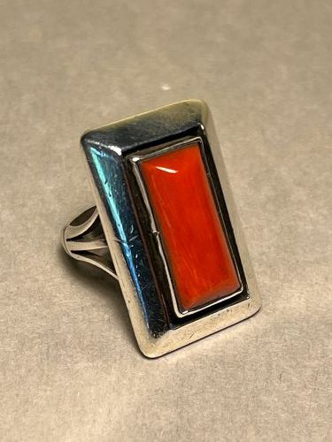 VINTAGE FRANK PATANIA  STERLING CORAL RING
