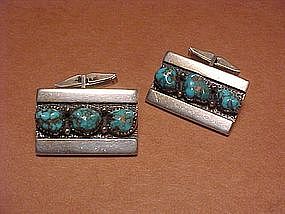 FRANK PATANIA SR. STERLING TURQUOISE CUFF LINKS