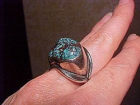 MODERNIST H. FRED SKAGGS ARIZONA TURQUOISE RING