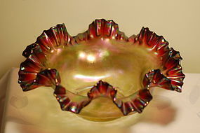 Rindskopf Bohemian glass Loetz-type bowl C:1900