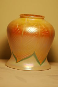 Quezal glass shade Favrile Pulled-feather C:1910