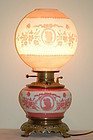 Mt Washington painted & cameo glass lamp C:1890