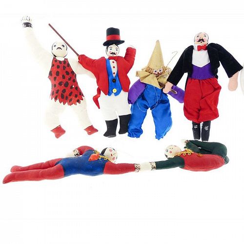 Vintage Circus Performers Christmas Ornaments