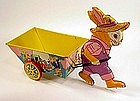 Chein Lithographed Tin Rabbit Cart Easter Toy
