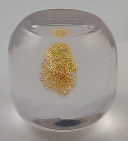 Venini Murano Paperweight w/Gold Foil Ball - Signed