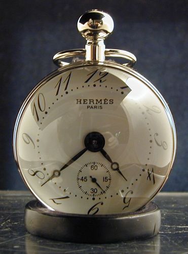 HERMES Paris Crystal & Stainless Boule Clock