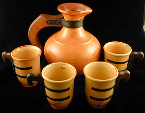 Gladding-McBean El Patio Carafe with 4 cups