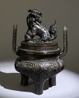 Chinese Bronze Censer and Cover 19thC