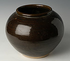 Yuan Dynasty, Chinese Brown Glazed Pottery Jar