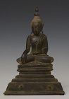 18th Century, Shan, Burmese Bronze Seated Buddha