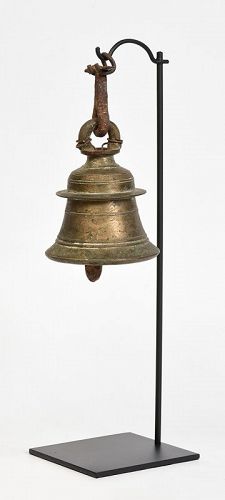 19th Century, Burmese Bronze Bell with Stand