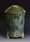 Han Dynasty, Chinese Green Glazed Pottery Granary Jar