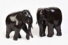 A Pair of Finely Cast Asian Bronze Walking Elephant Animal Statues