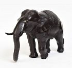 Finely Cast Asian Bronze Royal Walking Elephant Animal Statue