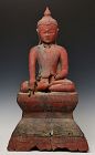 15th Century, Ava, Burmese Wooden Seated Buddha