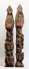 Early 20th C., A Pair of Burmese Wooden Finial (Chofa) with Figures