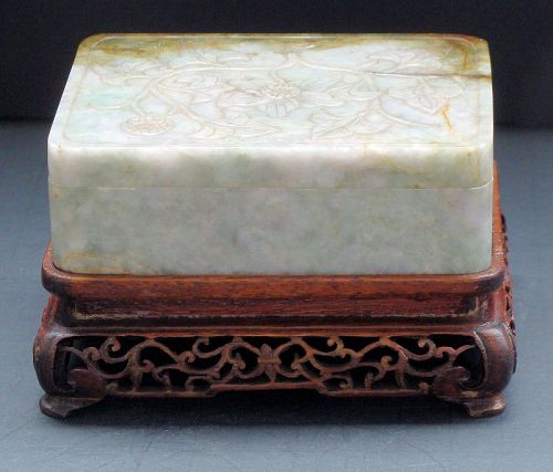 Jade Covered Box with Wood Base
