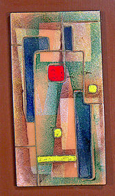 Modernist Enameled Abstract Metal Plaque