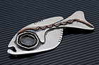 Ed Wiener Modernist Sterling and Copper Fish Brooch
