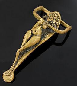 Carl Tasha Nude Figural Brass Belt Buckle 1970 Modernist