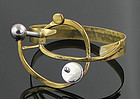 Richard BItterman Modernist Silver and Brass Bracelet 1970 Chicago