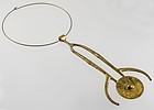Large Modernist Brass Amulet Necklace