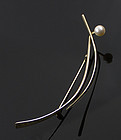 Betty Cooke Modernist 14K Gold and Pearl Brooch