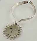 Puig Doria Modernist Sterling Silver Sunburst Necklace - Spain