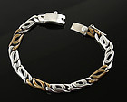 Vintage Sterling and Brass  9 1/2" Chain Link Bracelet Mexico