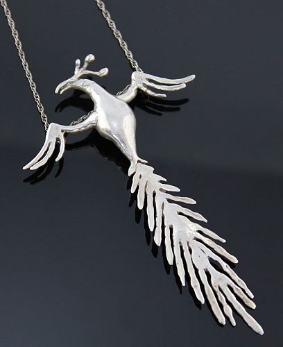 Carl Tasha Modernist Sterling Silver Phoenix Necklace