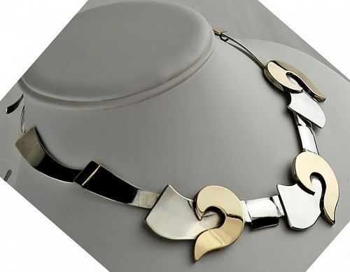 Anne Forbes Post Modernist Sterling Necklace Taos